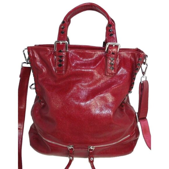 VICENZO red leather tote, shoulder bag, handbag, purse - Picture 5 of 10